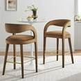 thumbnail image 1 of Modway Pinnacle 30" Upholstered Fabric Bar Stool in Brown/Gold (Set of 2), 1 of 10