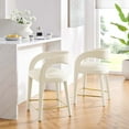 thumbnail image 1 of Modway Pinnacle Performance Velvet Counter Stool Set of Two in Ivory Gold, 1 of 9