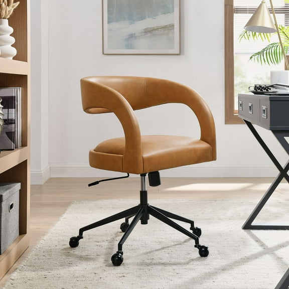 Modway Pinnacle Vegan Leather Office Chair in Tan