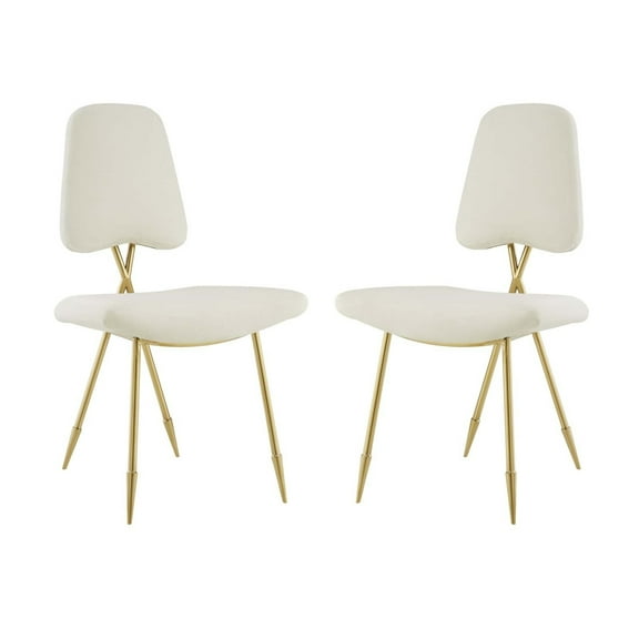Modway Ponder Dining Side Chair Set of 2 in Ivory