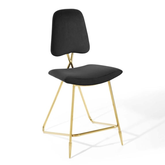 Modway Ponder 24.5" Performance Velvet Stainless Steel Counter Stool in Black