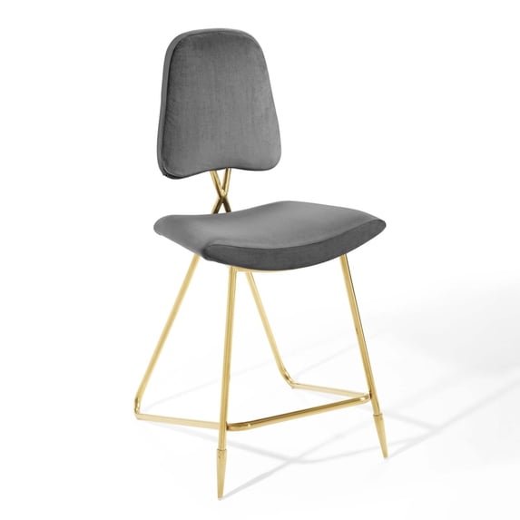 Ponder Performance Velvet Counter Stool Gray