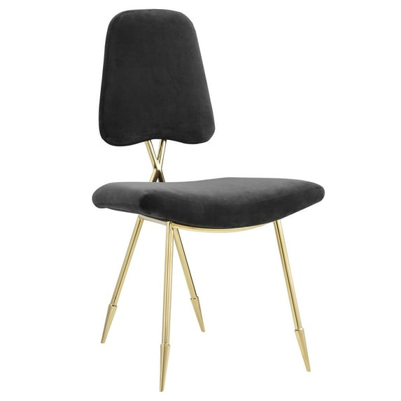 Modway Ponder Performance Velvet Dining Side Chair, Black