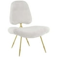 thumbnail image 1 of Modway Ponder Sheepskin Fur & Stainless Steel Lounge Chair in White and Gold, 1 of 6