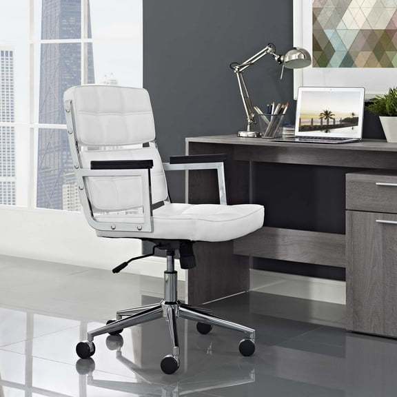 Modway Portray Highback Upholstered Vinyl Office Chair in White