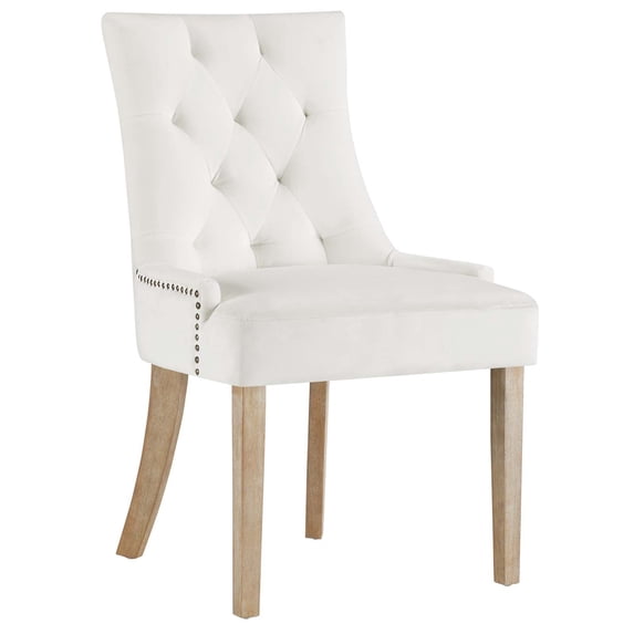 Modway Pose 19" Modern Performance Velvet Dining Chair in Ivory (Set of 4)