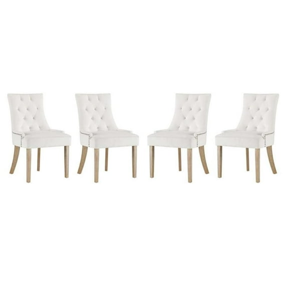 Modway Pose 19" Modern Performance Velvet Dining Chair in Ivory (Set of 4)