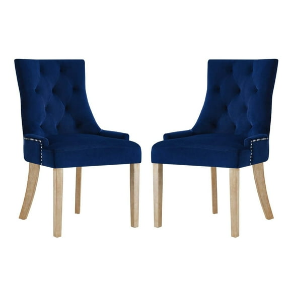 Modway Pose Dining Chair Performance Velvet Set of 2 in Navy