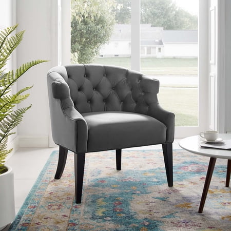 Modway Precept Accent Performance Velvet Armchair in Gray