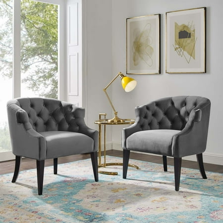 Modway Precept Armchair Performance Velvet Set of 2 in Gray