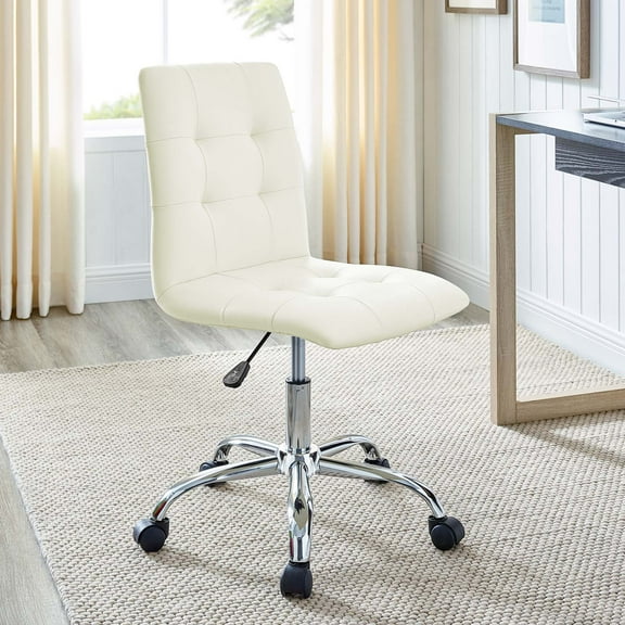 Modway Prim Armless Mid Back Office Chair in White