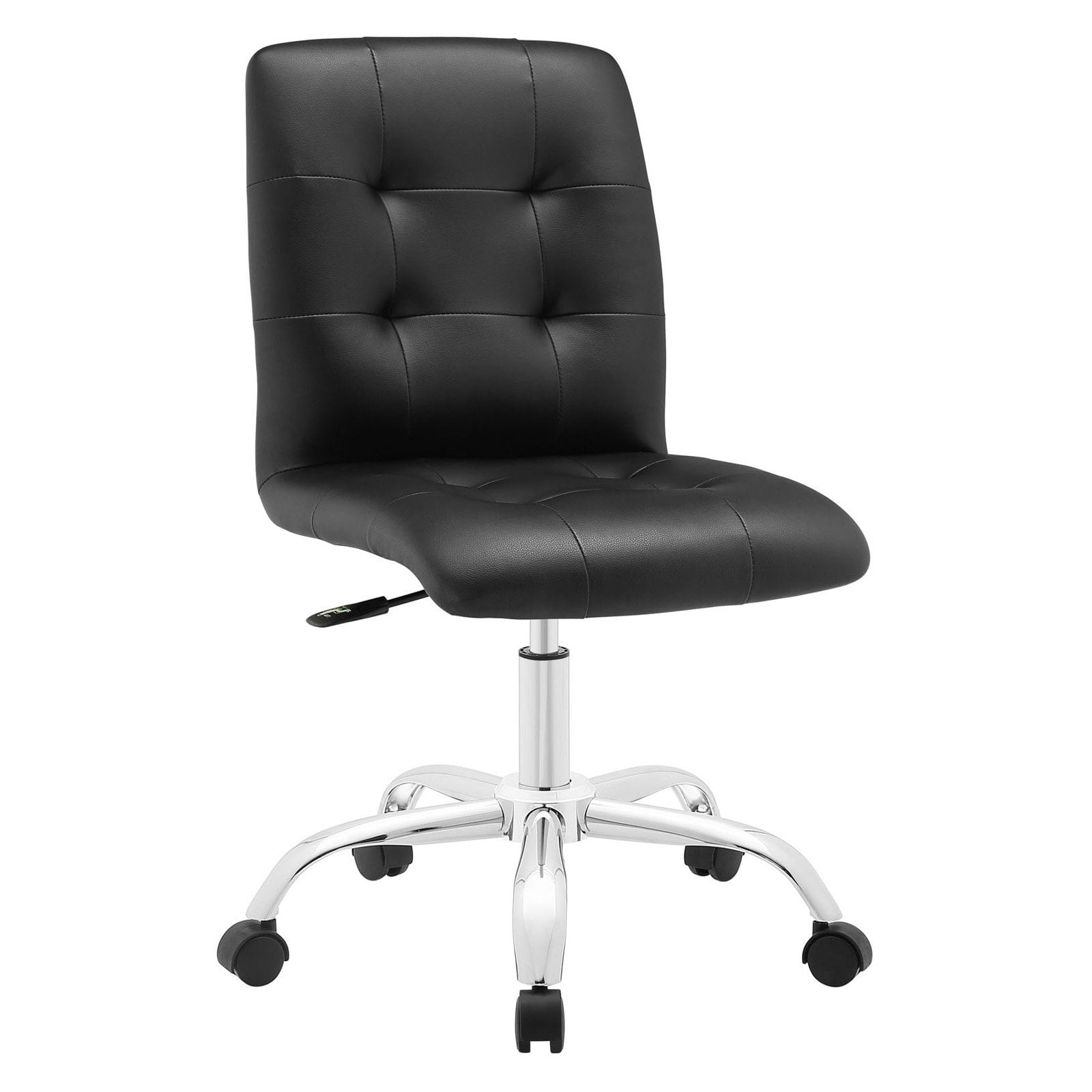 Elegant Finesse Armless Leather Drafting Chair in Black