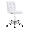 thumbnail image 1 of Modway Prim Metal Vegan Leather Armless Drafting Chair in Silver/White, 1 of 9