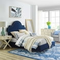 thumbnail image 1 of Modway Primrose Queen Modern Performance Velvet Platform Bed in Navy, 1 of 6