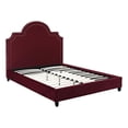 thumbnail image 1 of Modway Primrose Queen Modern Performance Velvet Platform Bed in Maroon Red, 1 of 6