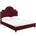 thumbnail image 1 of Modway Primrose Queen Modern Performance Velvet Platform Bed in Maroon Red, 1 of 6