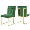 thumbnail image 1 of Modway Privy 18.5" Performance Velvet Dining Chair in Gold/Emerald (Set of 2), 1 of 4