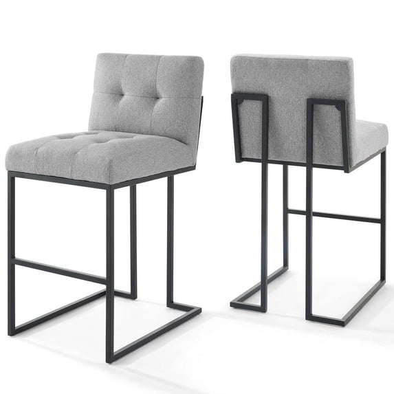 Modway Privy 27.5" Modern Fabric Bar Stools in Black/Gray (Set of 2)
