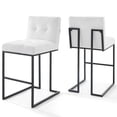 thumbnail image 1 of Modway Privy Black Stainless Steel Upholstered Fabric Bar Stool Set of 2 in Black White, 1 of 4