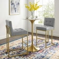 thumbnail image 1 of Modway Privy Gold Stainless Steel Performance Velvet Bar Stool Set of 2 in Gold Light Gray, 1 of 4