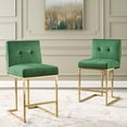 thumbnail image 1 of Modway Privy Gold Stainless Steel Performance Velvet Counter Stool Set of 2 in Gold Emerald, 1 of 4