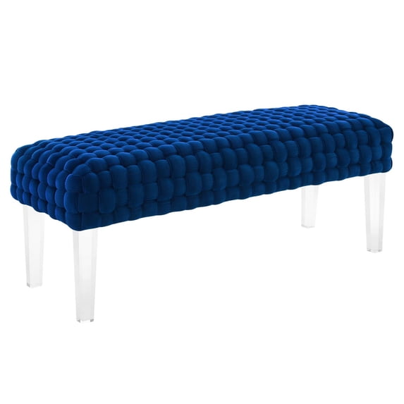 Modway Prologue Modern Woven Performance Velvet Ottoman in Navy