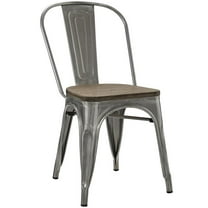 Modway Promenade 18" Modern Steel and Bamboo Side Chair in Gunmetal Gray