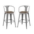 thumbnail image 1 of Modway Promenade 30" Modern Metal/Bamboo Bar Stools in Gunmetal (Set of 2), 1 of 5
