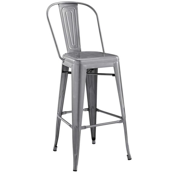 Modway Promenade 30" Modern Metal Bistro Bar Stool in Gunmetal