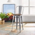 thumbnail image 1 of Modway Promenade 30" Modern Metal & Bamboo Bar Stool in Gunmetal, 1 of 4