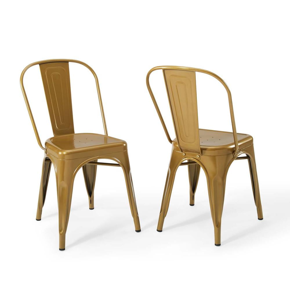Gold Metal Bistro Dining Side Chair Set of 2
