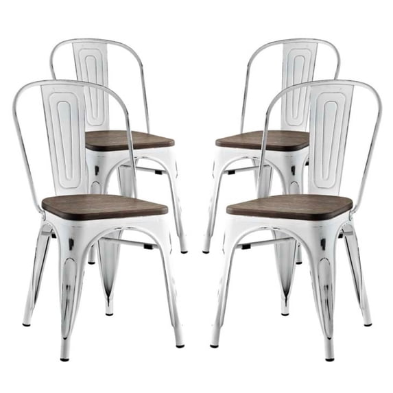 Modway Promenade Dining Side Chair Set of 4 in White