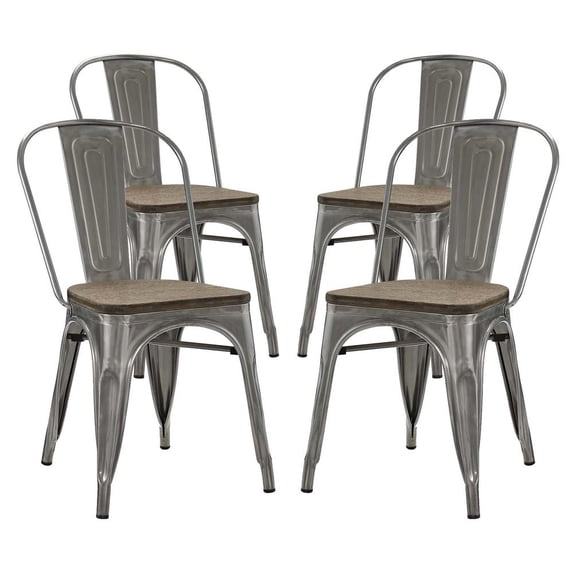 Modway Promenade Dining Side Chair Set of 4 in GunMetal