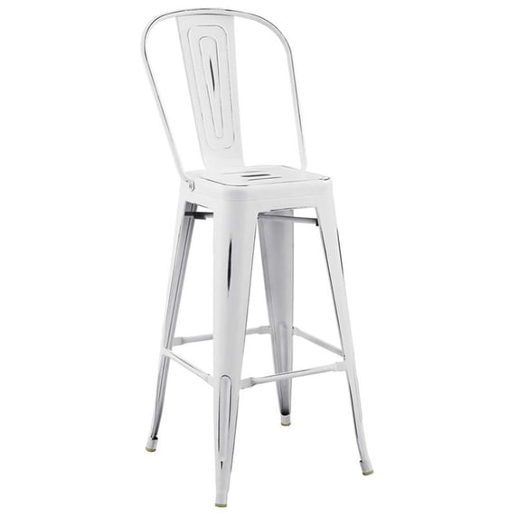 Modway Promenade 29.5" Modern Metal Bistro Bar Stool in White Finish