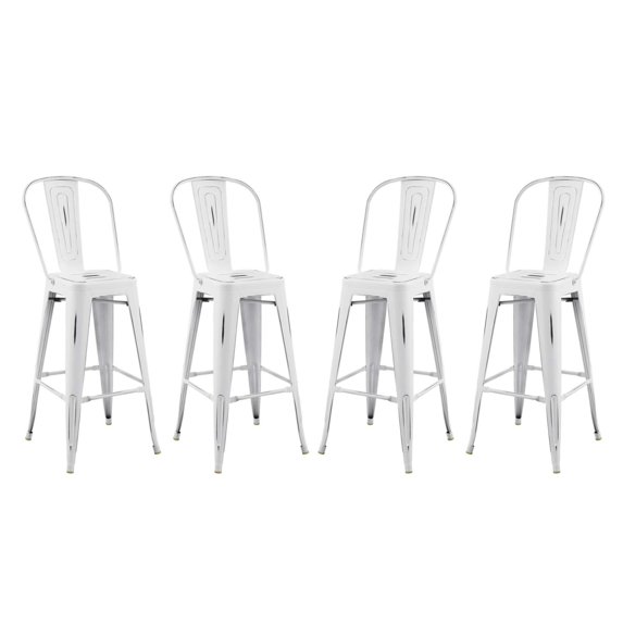 Promenade Bar Side Stool Metal Set of 4,White
