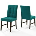 thumbnail image 1 of Modway Promulgate Biscuit Tufted Upholstered Fabric Dining Chair Set of 2 in Teal, 1 of 7