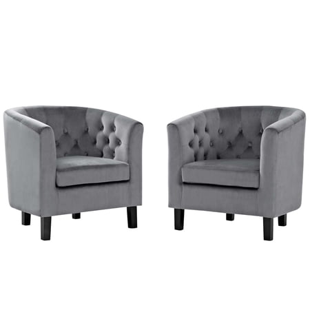 Modway Prospect 2 Piece Performance Velvet Armchair Set in Gray
