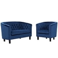 thumbnail image 1 of Modway Prospect 2 Piece Performance Velvet Loveseat and Armchair Set in Navy, 1 of 7