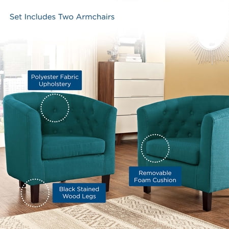 Modway Prospect 2 Piece Upholstered Fabric Armchair Set, Multiple Colors