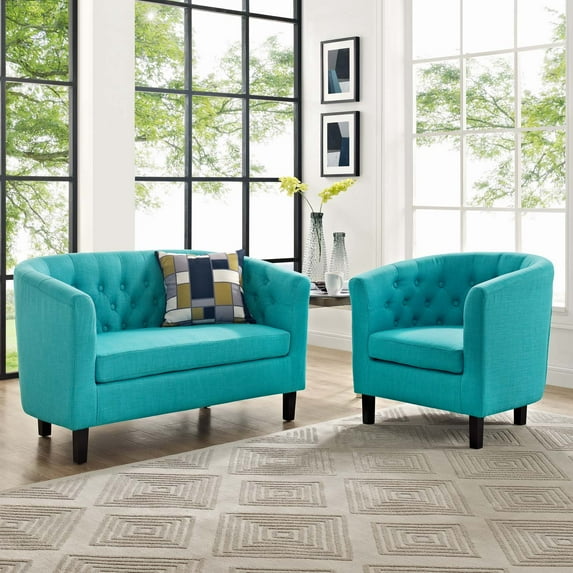 Modway Prospect 2 Piece Upholstered Fabric Loveseat and Armchair Set, Multiple Colors