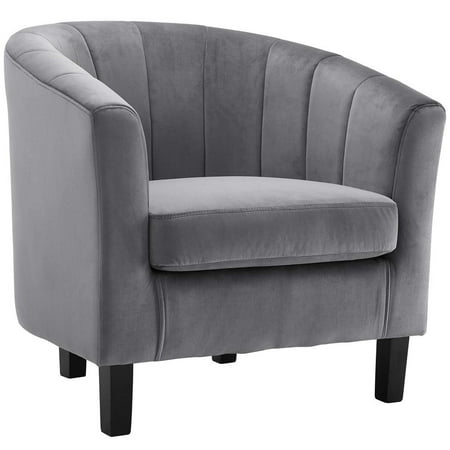 Modway Prospect Channel Tufted Performance Velvet Armchair in Gray