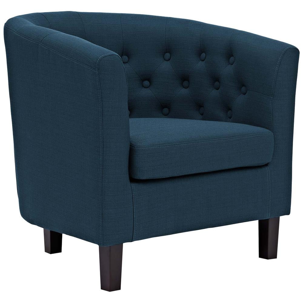 Azure Velvet Barrel Armchair with Manufactured Wood Frame