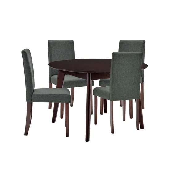 Modway Prosper 5 Piece Upholstered Fabric Dining Set, Brown/Black
