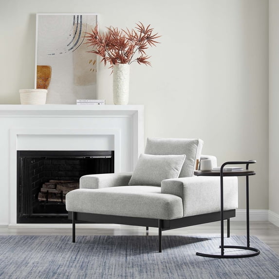 Modway Proximity Upholstered Fabric Armchair in Light Gray