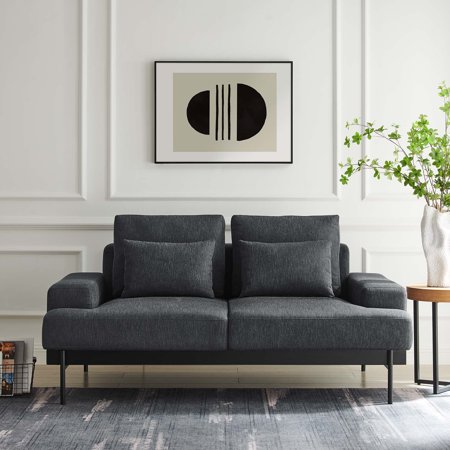 Modway Proximity Upholstered Fabric Loveseat in Charcoal