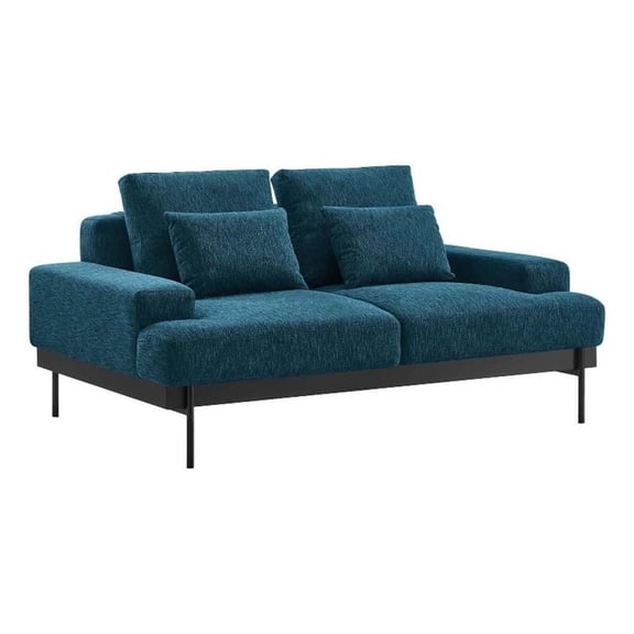 Modway Proximity Upholstered Polyester Fabric Loveseat in Azure Blue