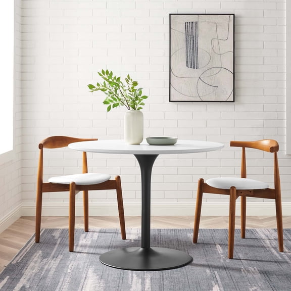Pursuit 40" Dining Table in White Black