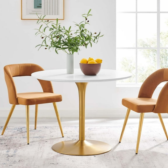 Modway Pursuit 40" Engineered Wood Top Dining Table in White Gold