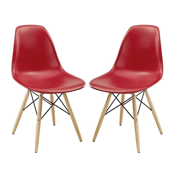 Pyramid Dining Side Chairs Set of 2,Red