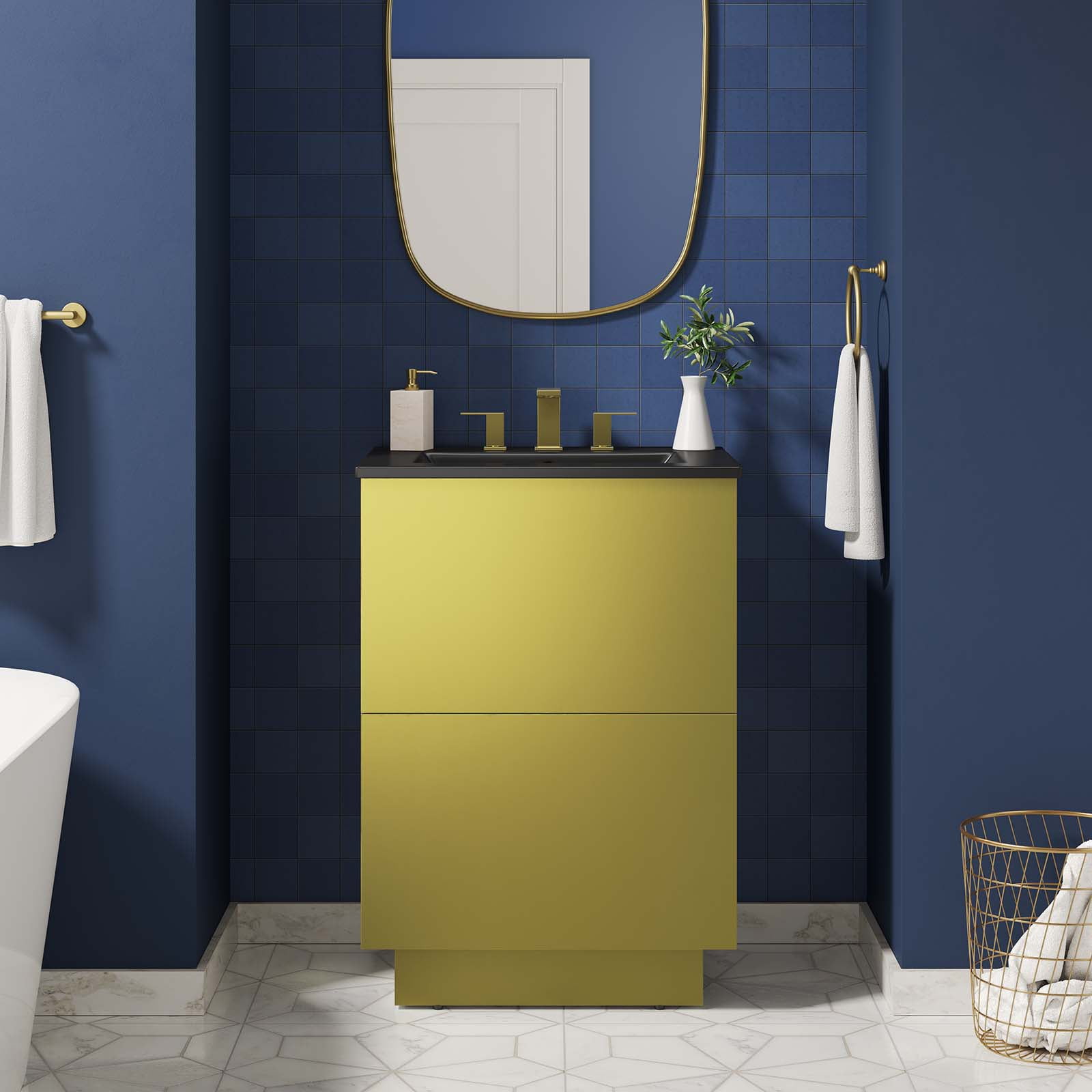 Quantum 24" Black and Gold Freestanding Bathroom Vanity
